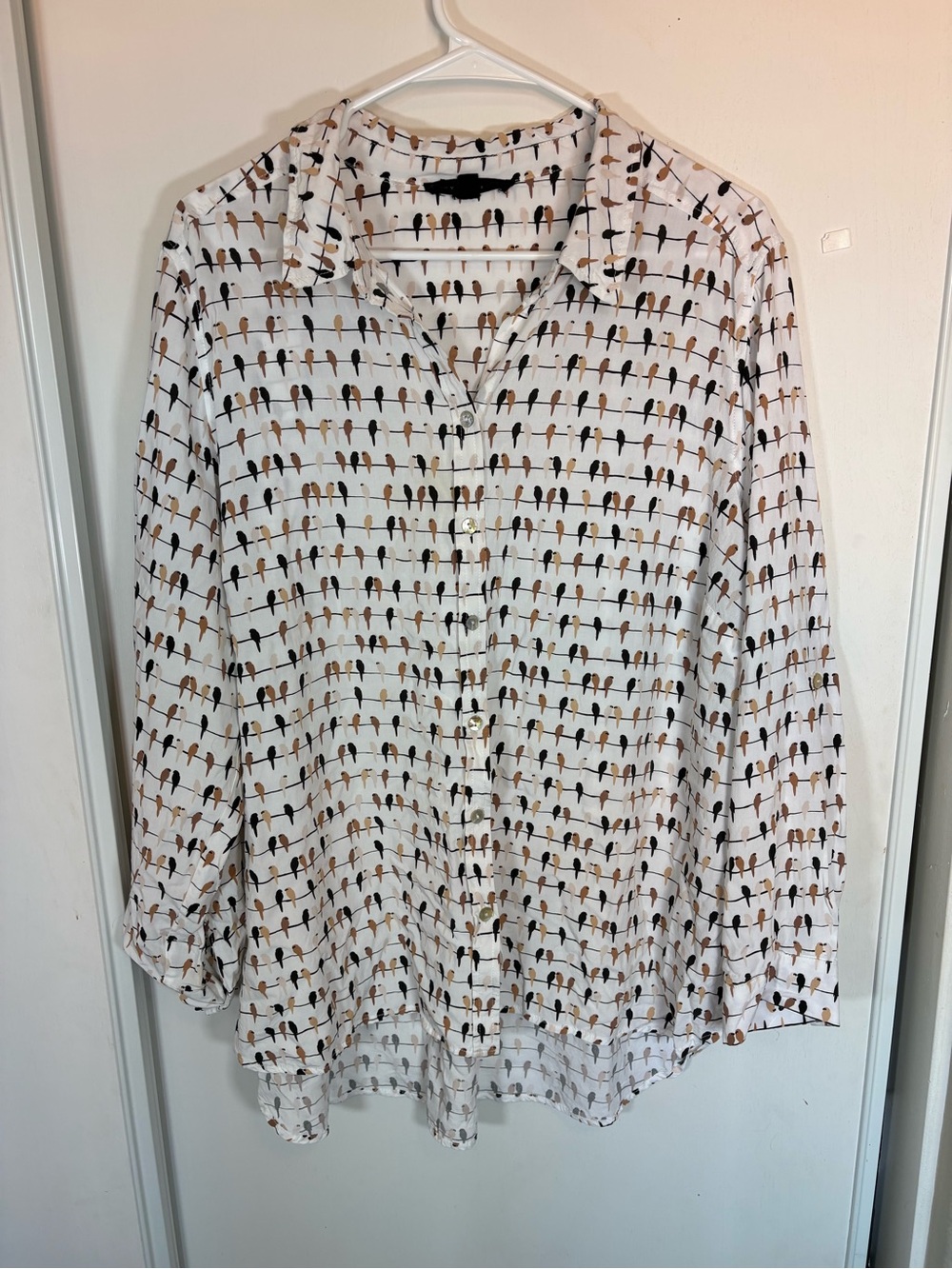 Anthropologie Jane & Delancey Bird On A Wire Shirt Size 2X Rayon Macaw Parrot